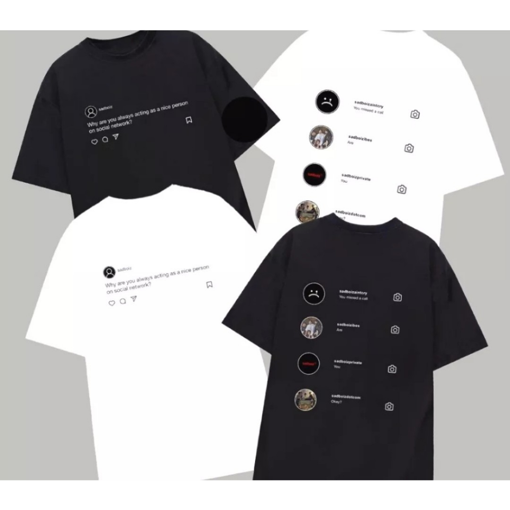 Áo thun tay lỡ unisex SADTAGRAM TEE - Áo phông F&amp;S nam nữ form rộng cho cặp đôi vải dày dặn, thoáng mát