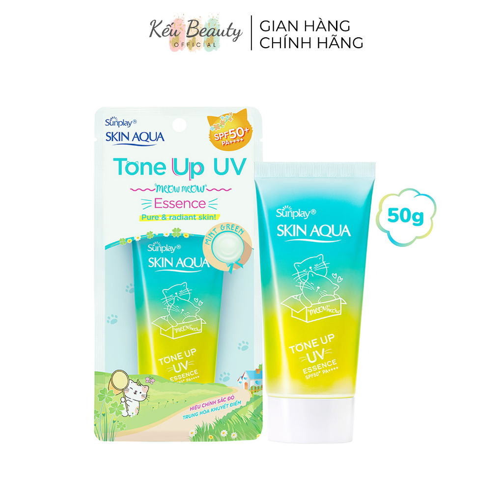 Tinh chất chống nắng nâng tông dành cho da khô da thường Sunplay Skin Aqua Tone Up UV Essence Mint Green 50g