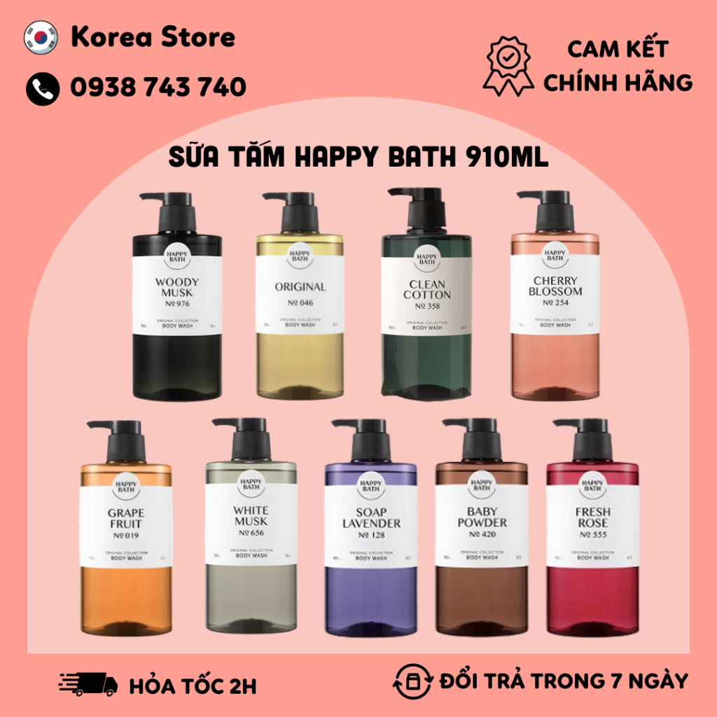 Sữa Tắm Happy Bath Hàn Quốc 910ML MẪU MỚI - MẪU CŨ