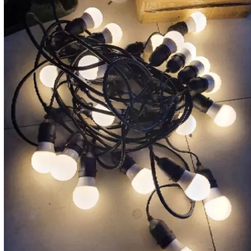 Dây bóng đèn trang trí ngoài trời chống nước dùng cho quán cà phê trà sữa decor nội thất 10m 30 đui, dây đúc (loại tốt)