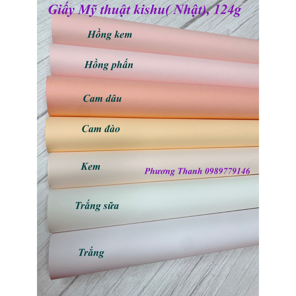 Giấy mỹ thuật 124g, tông hồng kem, khổ 55x79cm
