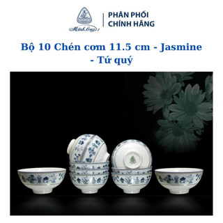 Bộ 10 Chén Ăn Cơm Minh Long 11.5cm Tứ Quý bằng sứ đẹp, cao cấp, sang trọng