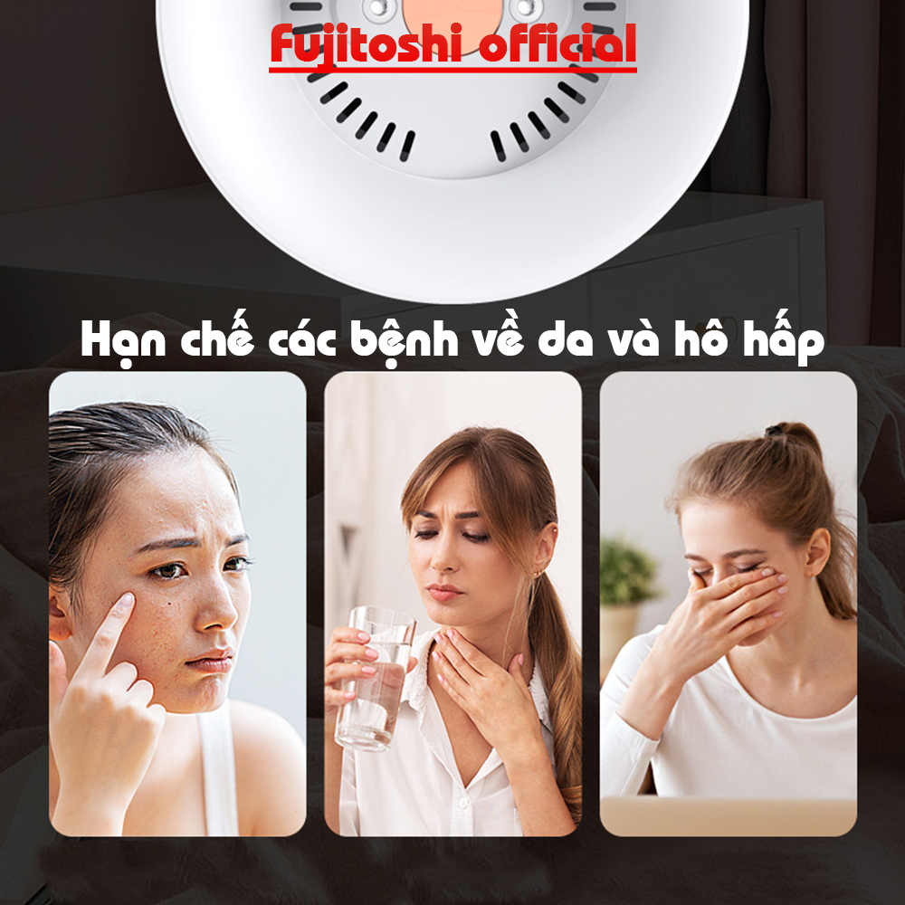 Máy Phun Sương tạo ẩm Fujitoshi HumidifierX12 Có màn hình hiển thị độ ẩm phòng Hiệu ứng Led Rbd tạo ẩm