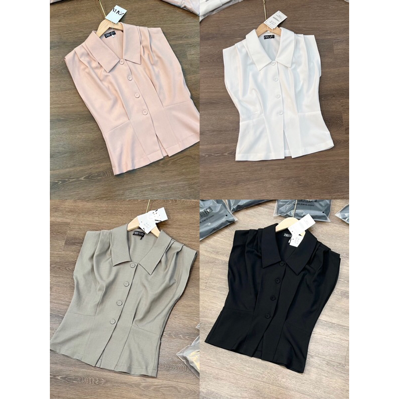 Áo sơmi xếp li vai