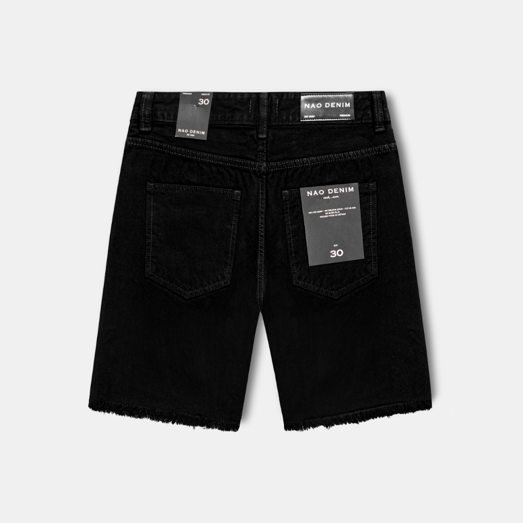 Quần Short Jeans Nam FNOS Streetwear DISTRESSED DENIM SHORTS Màu Đen Rách SJ21 - Local Brand Chính Hãng
