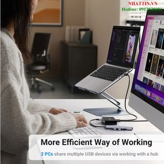 KVM Switch 2 vào 1 cổng USB 3.0 tốc độ 5Gbps Ugreen 15149 cao cấp