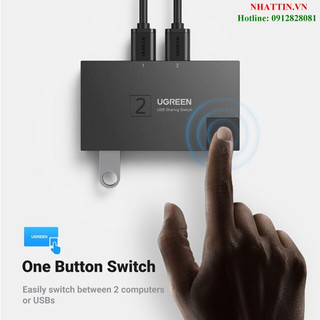 KVM Switch 2 vào 1 cổng USB 3.0 tốc độ 5Gbps Ugreen 15149 cao cấp