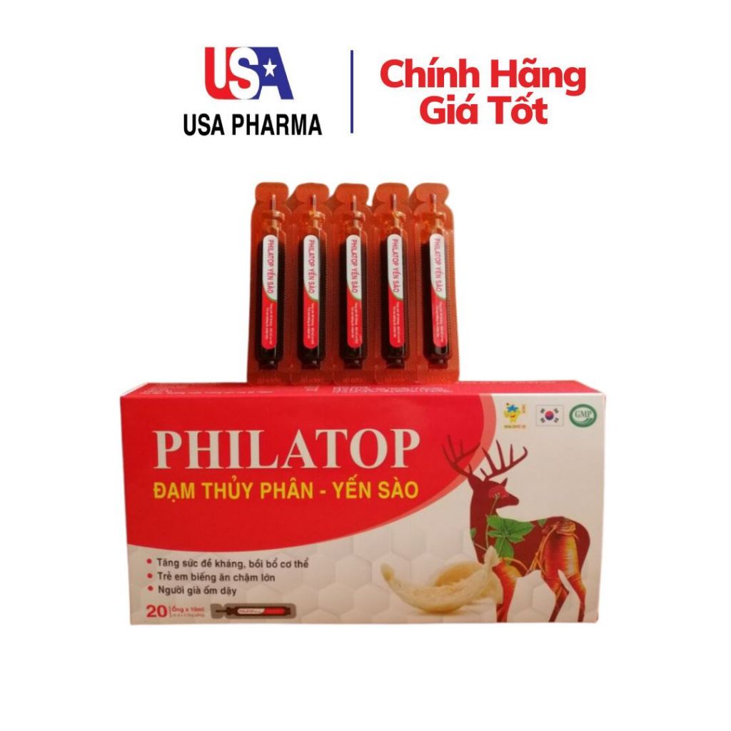 Philatop Yến Sào Đạm Thủy Phân cao cấp tăng sức kháng giúp ăn ngon ngủ tốt - Hộp 20 ống x 10ml