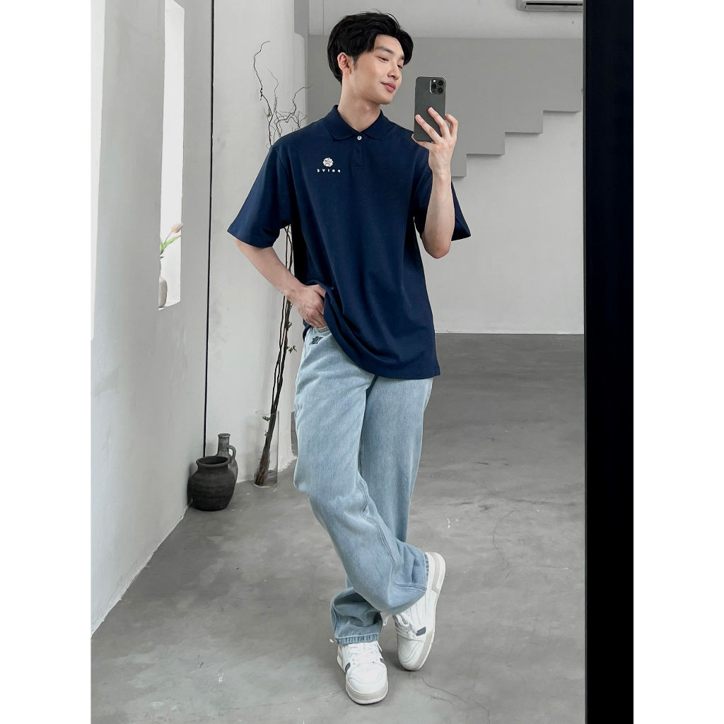 DVRK - Áo Polo Tay Ngắn Thêu Logo Màu Xanh Navy Privé Neo Gardenia LA GALERIE-DVRK-23SS