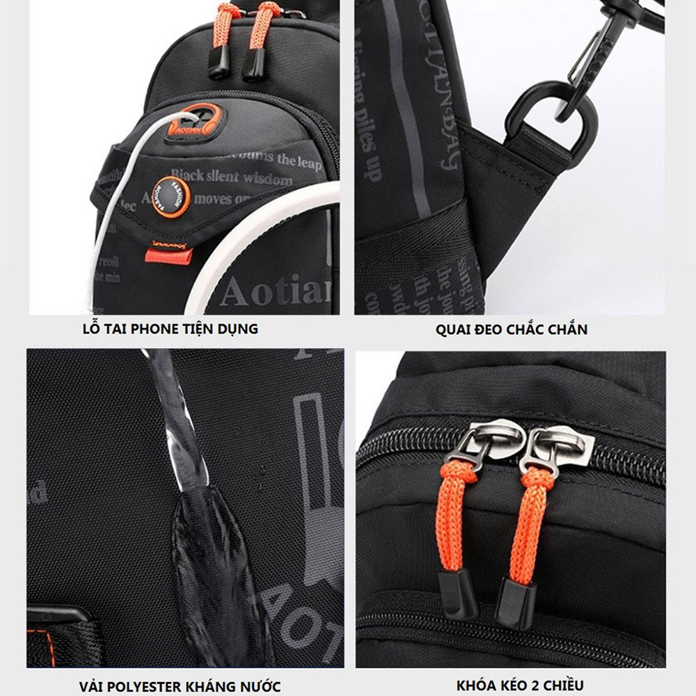 Túi đeo chéo vải Polyester T0199 Ulzzang kháng nước unisex nam nữ - Shop Basic 95