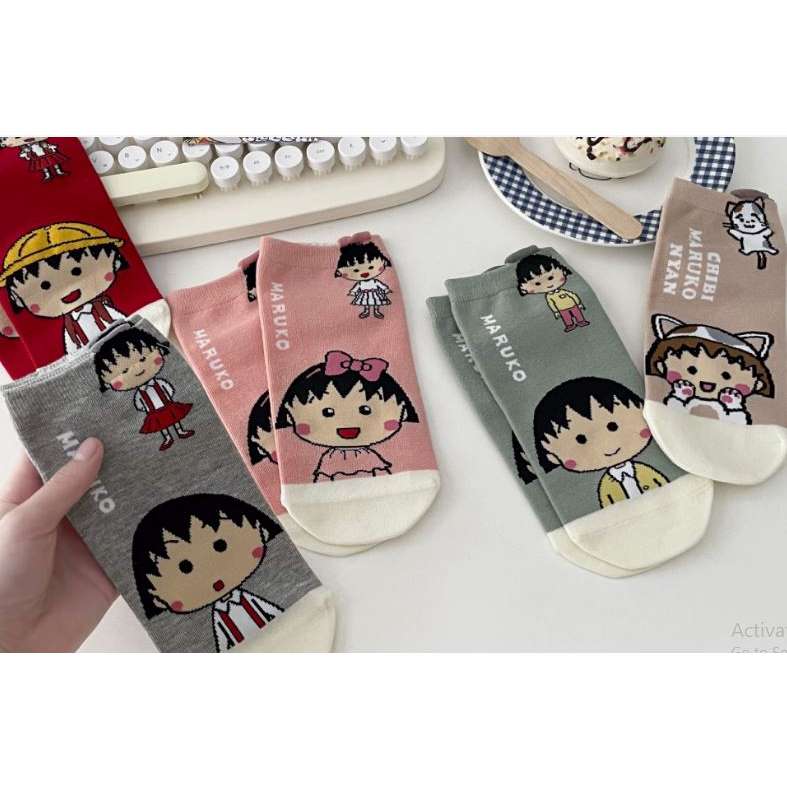 Tất vớ socks tất cổ ngắn hoạt hình Maruko