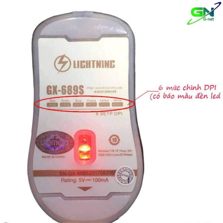 Chuột gaming Lightning GX689S 4000DPI