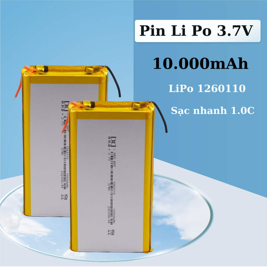 Pin Li-Po 3.7V 10000mAh 1160110  dung lượng cao tích điện lâu dùng chon dự phòng, Laptop, Loa Bluetooth
