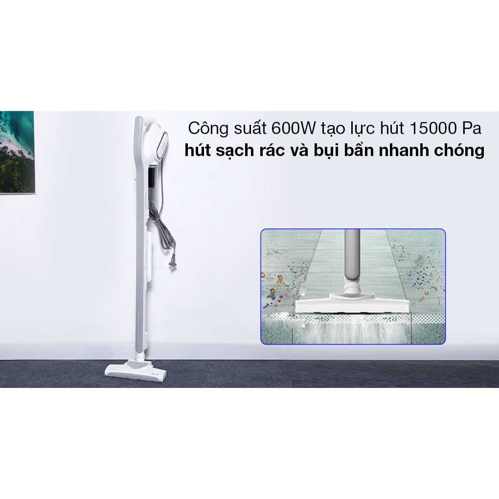Máy Hút Bụi Cầm Tay DEERMA DX700, Công suất 600W, Lực hút 15000Pa, Công nghệ lốc xoáy - Pro Cyclone, Bảo hành 24 tháng