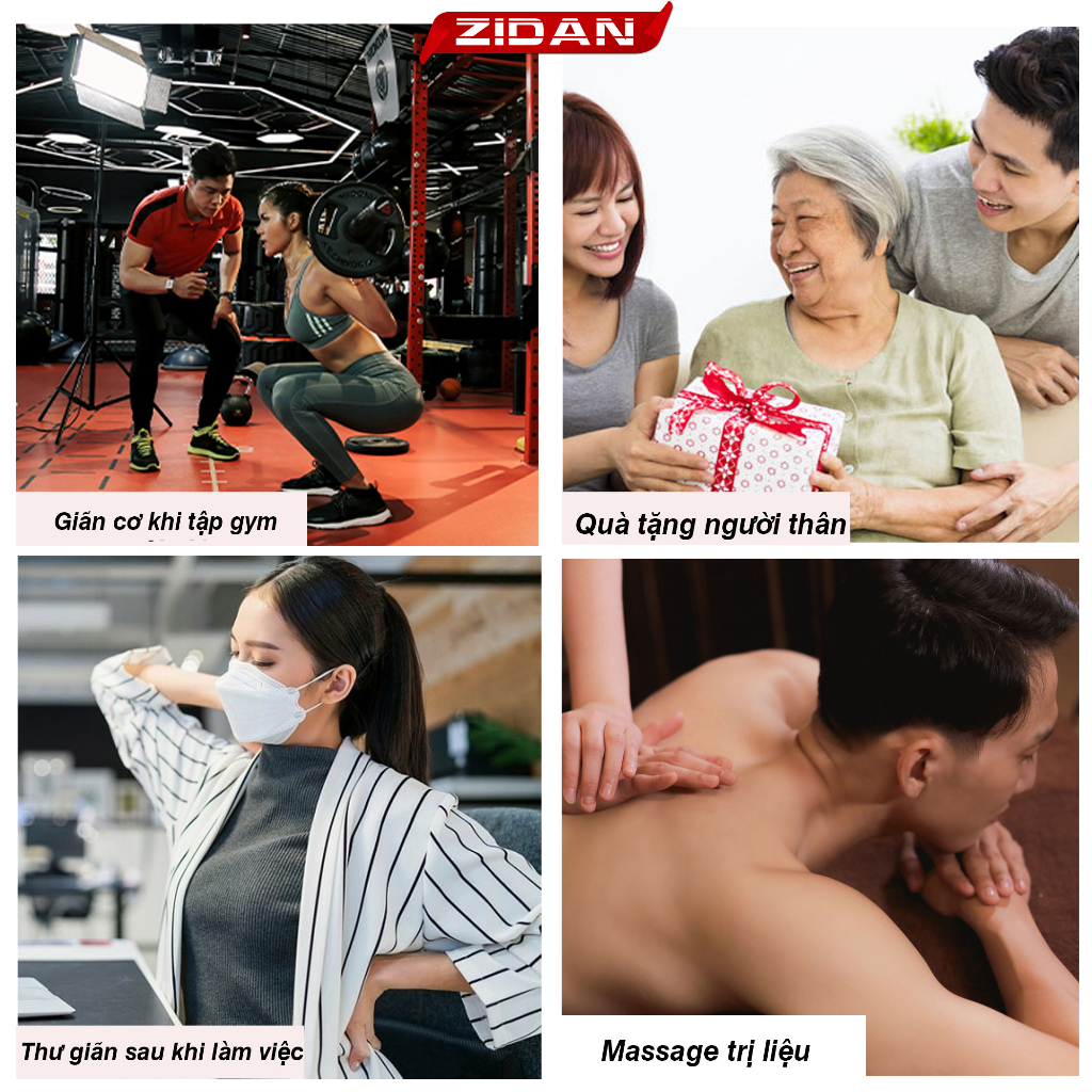 Máy massage cầm tay chính hãng ZiDan cao cấp lực đấm siêu mạnh 12800 vòng/phút,pin 4000 Mah 6 đầu 20 chế độ