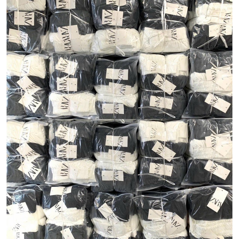 SET SOOC 3 QUẦN CHUN NỮ ĐEN TRẮNG GHI