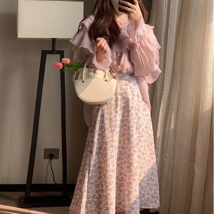 CHÂN VÁY MIDI HOA TÍM