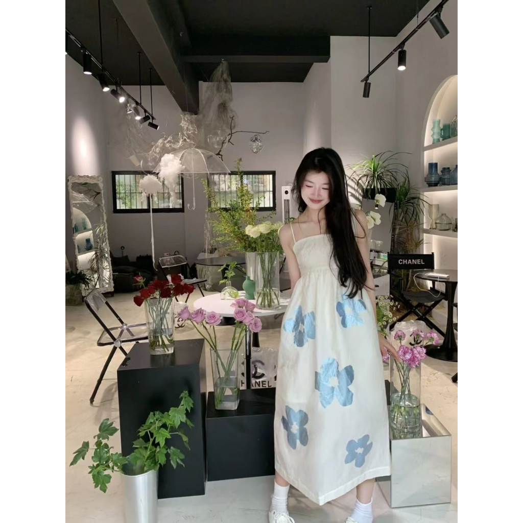 VÁY BBD HOA XANH 2S