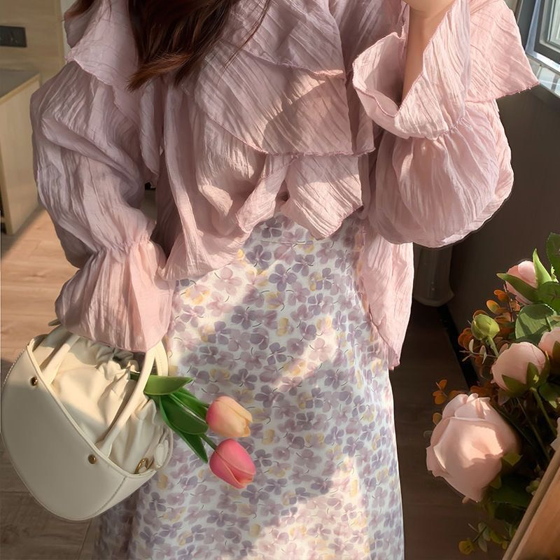 CHÂN VÁY MIDI HOA TÍM