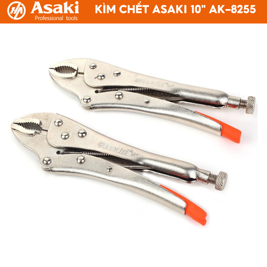 Kìm chết mỏ oval Asaki AK-8255 10 inch 250mm kìm bấm chết thép High Carbon mạ chrome chống gỉ