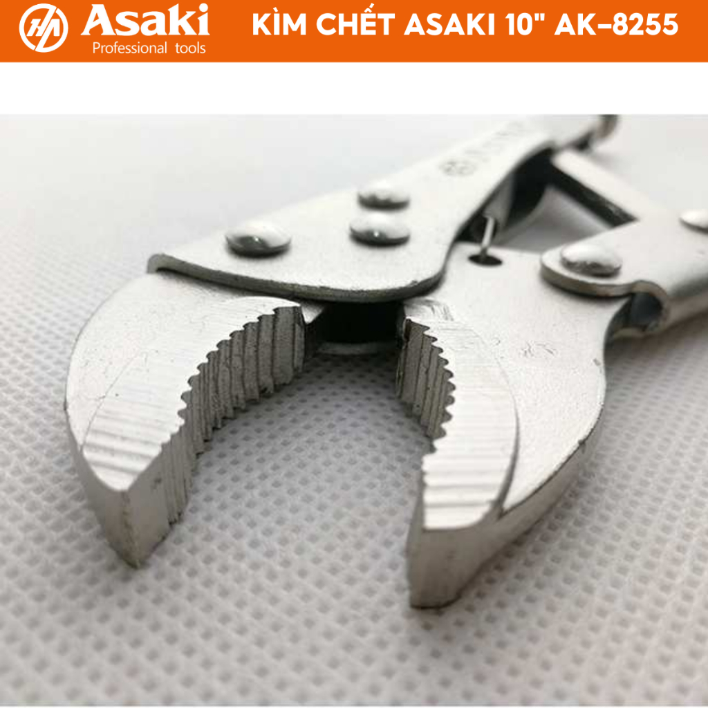 Kìm chết mỏ oval Asaki AK-8255 10 inch 250mm kìm bấm chết thép High Carbon mạ chrome chống gỉ