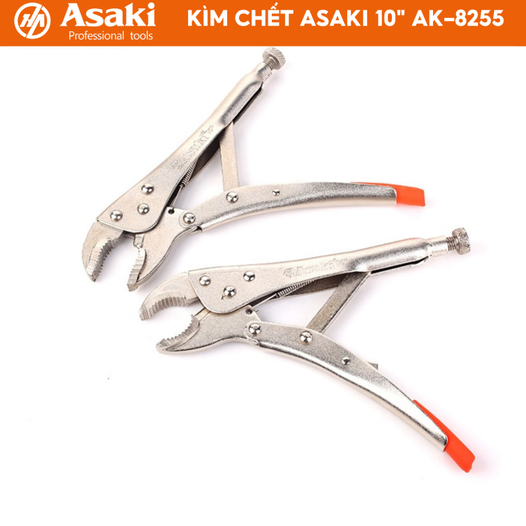 Kìm chết mỏ oval Asaki AK-8255 10 inch 250mm kìm bấm chết thép High Carbon mạ chrome chống gỉ