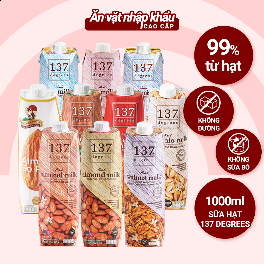 Sữa Hạt 137 Degrees Thái Lan Các Vị (Hộp 1000ML)