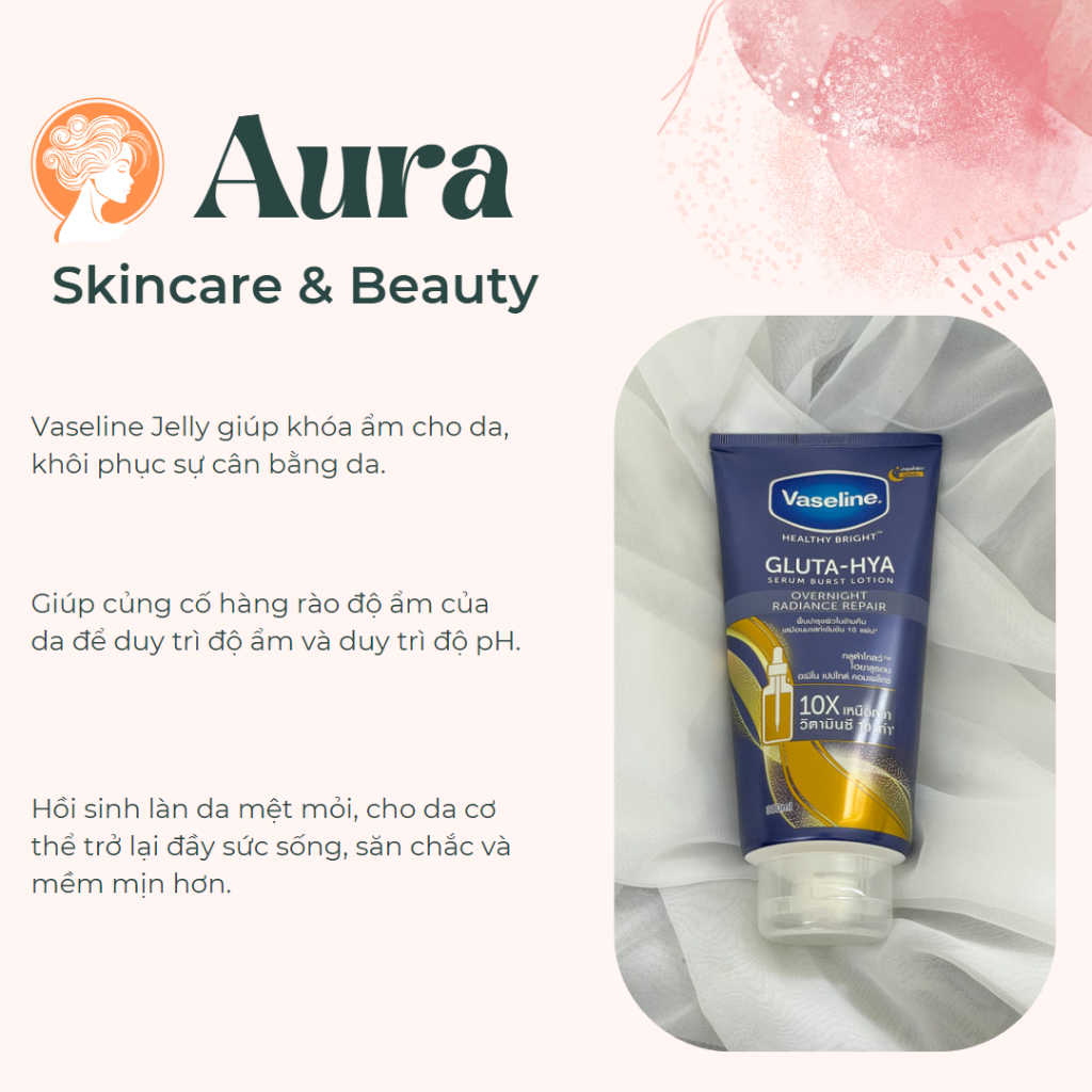 Sữa Dưỡng Thể Trắng Da Vaseline Thái 10x Gluta Hya Overnight Màu Xanh Ban Đêm 300ml