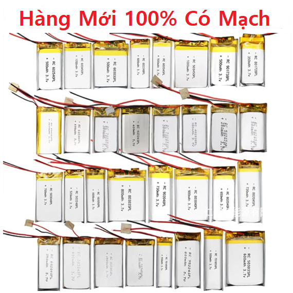 Pin Sạc Lithium LiPo 1s 3.7v Có Mạch Bảo Vệ Tai Nghe Loa Mp3 MP4 MP5 GPS PSP Bluetooth Mới 100%