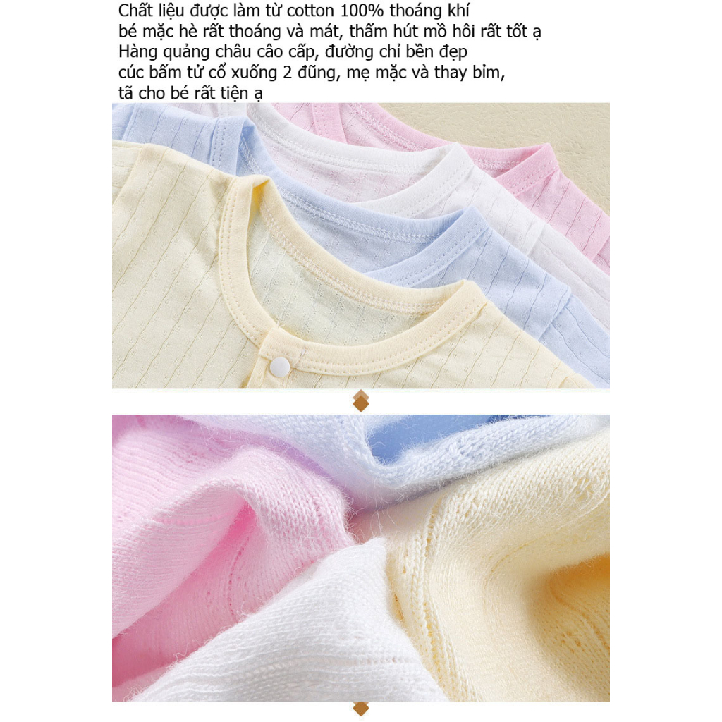 Bộ body cộc tay, Bodysuit đùi cho bé trai bé gái sơ sinh vải cotton thông hơi hàng Quảng Châu xuất khẩu
