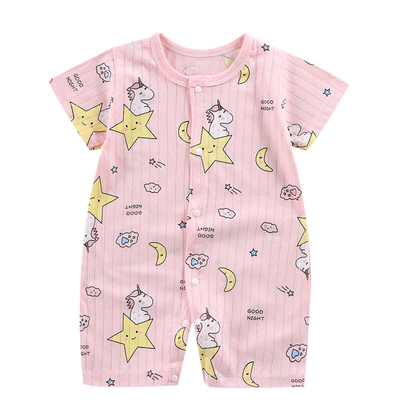 Bộ body cộc tay, Bodysuit đùi cho bé trai bé gái sơ sinh vải cotton thông hơi hàng Quảng Châu xuất khẩu