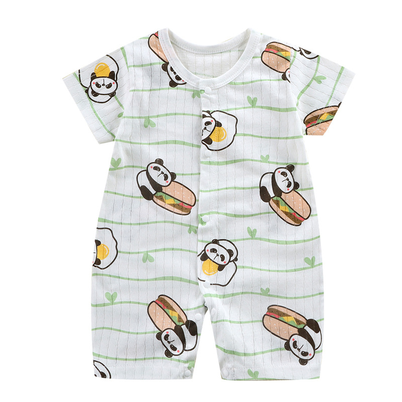 Bộ body cộc tay, Bodysuit đùi cho bé trai bé gái sơ sinh vải cotton thông hơi hàng Quảng Châu xuất khẩu