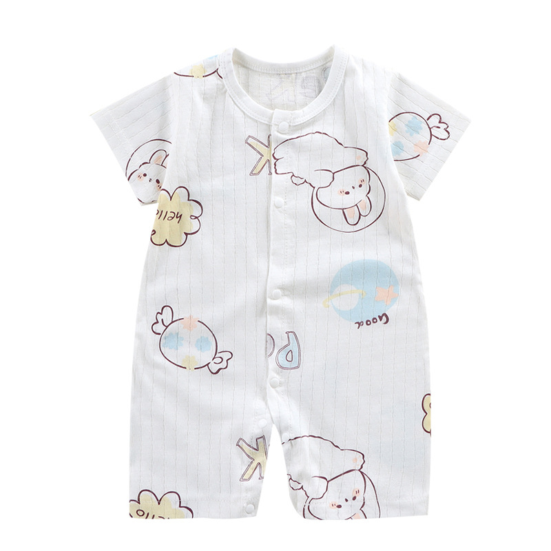 Bộ body cộc tay, Bodysuit đùi cho bé trai bé gái sơ sinh vải cotton thông hơi hàng Quảng Châu xuất khẩu