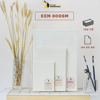 100 tờ giấy kem 80gsm - A4, A5+, A6+ - Dùng in ấn, vẽ phác thảo, ghi chú - STHM PPS