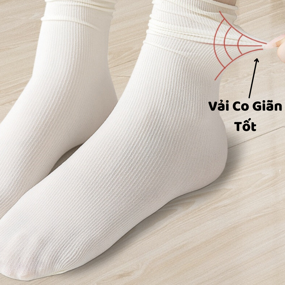 Tất Cổ Cao Nữ Tăm Trơn Mỏng Đơn Giản, Tất/Vớ Cao Cổ Nữ Thoáng Khí Khử Mùi Hàn Quốc