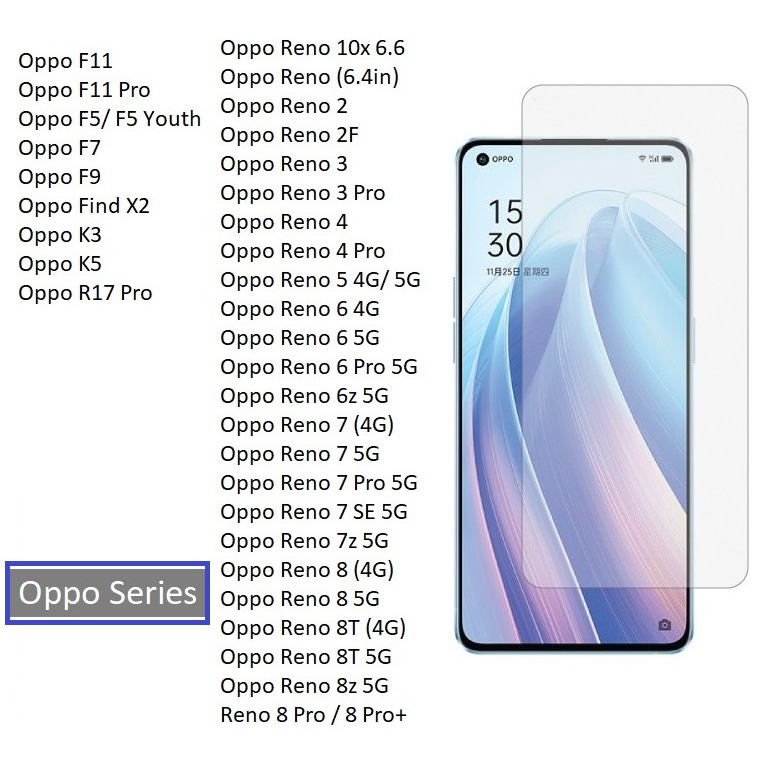 All Oppo Kính cường lực KHÔNG Full F5 F7 F9 F11 R17 Find X2 K3 K5 Reno 2 2F 3 4 Pro 5 6 6z 7 7z 8 8z 8T 8 Pro 4G 5G