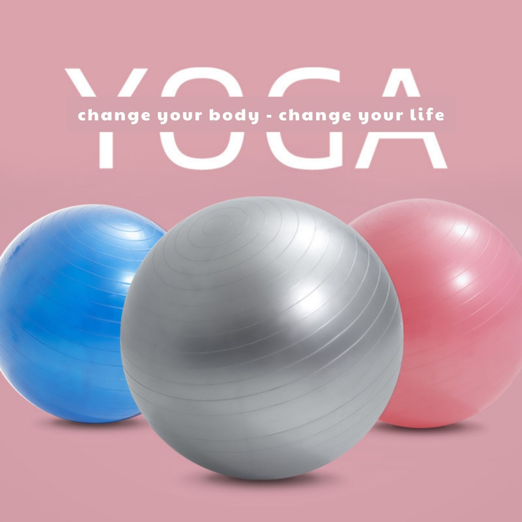 Bóng Tập Yoga Gym Size 65CM Hỗ Trợ Đa Dạng Các Bài Tập Yoga Tại Nhà Tặng Kèm Bơm Chân Không
