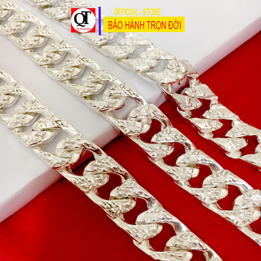 Vòng cổ nam Bạc Quang Thản thiết kế kiểu dây bản dẹp độ dài 50cm trọng lượng có nhiều lựa chọn chất liệu bạc ta.