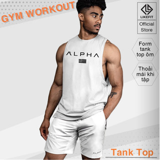 Áo tank top tập gym, áo ba lỗ nam Alpha chất vải Cotton (Đủ size M-XXL)
