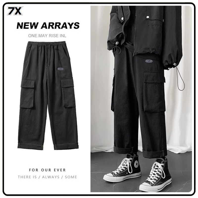 Quần kaki túi Quần Túi Hộp nam ống rộng xuông Cargo pants phong cách streetwear mix đồ cực ngầu Hàn Quốc Big Size