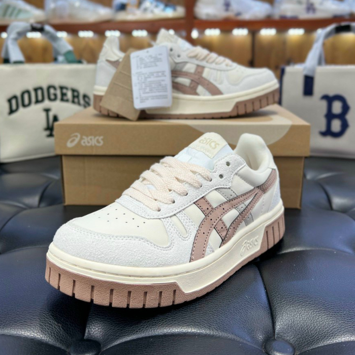 Giày Thể Thao Asics Court Mz Cream Black Gum Kem Vạch Nâu Vintage, Bản Cao Cấp