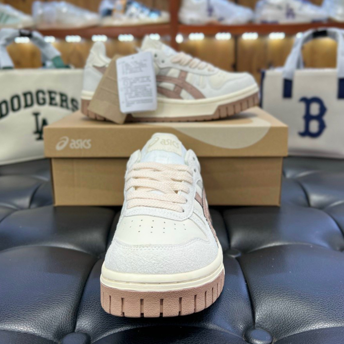 Giày Thể Thao Asics Court Mz Cream Black Gum Kem Vạch Nâu Vintage, Bản Cao Cấp