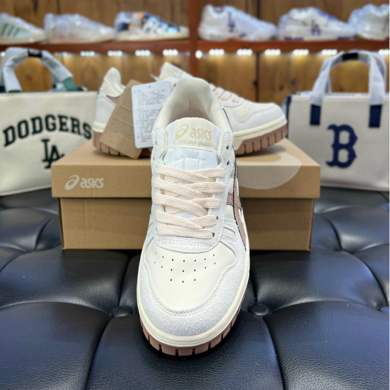 Giày Thể Thao Asics Court Mz Cream Black Gum Kem Vạch Nâu Vintage, Bản Cao Cấp