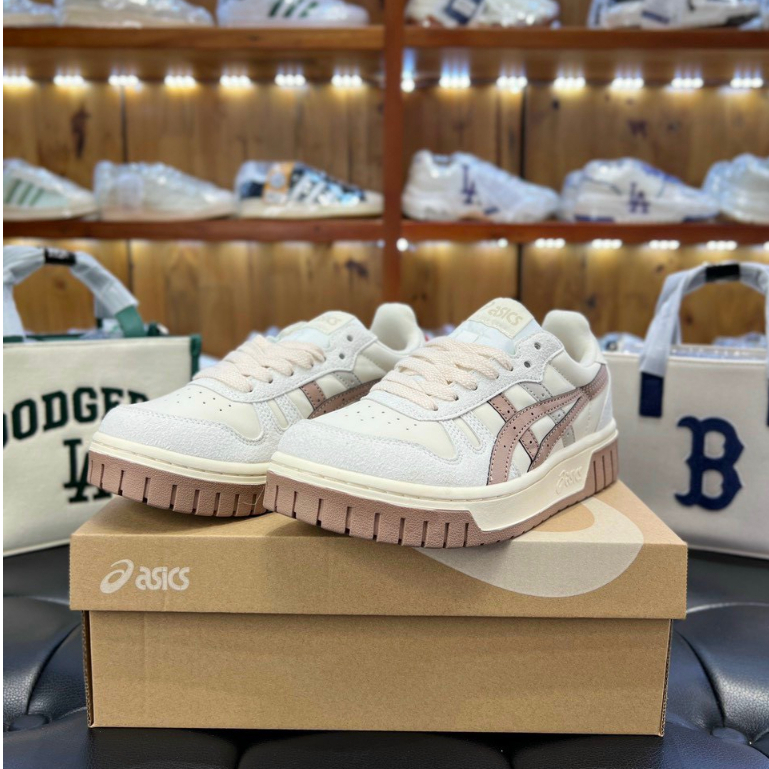 Giày Thể Thao Asics Court Mz Cream Black Gum Kem Vạch Nâu Vintage, Bản Cao Cấp