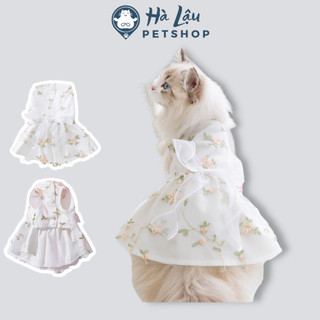 Váy cho chó mèo, váy thêu hoa nhí sang trọng, đáng yêu cho thú cưng, quần áo cho chó mèo.