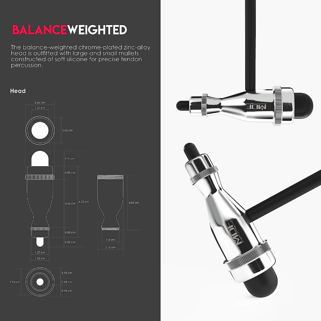 Búa phản xạ 4 trong 1 MDF® Lightweight Trömner Reflex Hammer 555P với bàn chải tích hợp cho phản xạ da và bề mặt