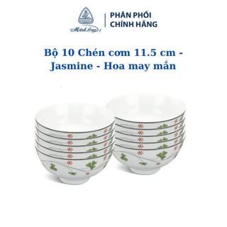 Bộ 10 chén ăn cơm minh long 11.5 cm hoa may mắn - gốm sứ cao cấp minh long i