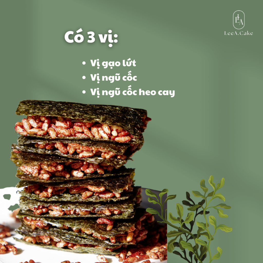 Snack Rong Biển Giòn Rụm - ngũ cốc, gạo lứt, gà cay chà bông siêu cuốn, giòn thơm, giàu dinh dưỡng LeeA.Cake