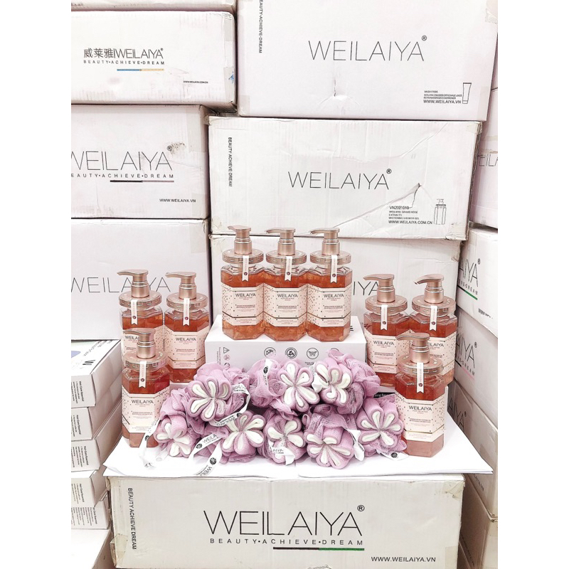 Sữa tắm trắng da nước hoa Weilaiya chiết suất cánh hoa hồng Damask 450ml - CHÍNH HÃNG