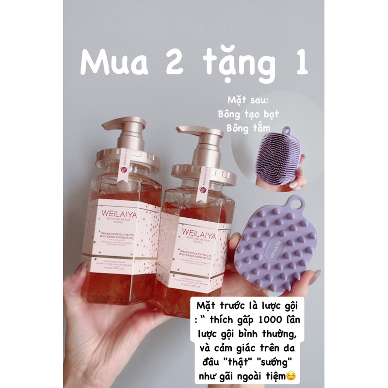 Sữa tắm trắng da nước hoa Weilaiya chiết suất cánh hoa hồng Damask 450ml - CHÍNH HÃNG